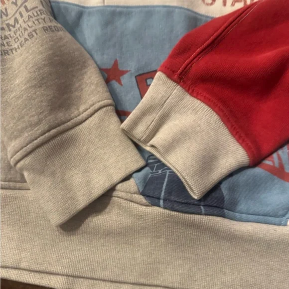 Polo by Ralph Lauren Blue and Cream Graphic Hoodie - Picture 8 of 12